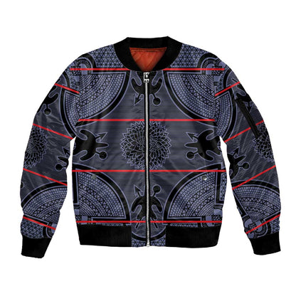 Basotho Blanket Sleeve Zip Bomber Jacket Lesotho Seanamarena Heritage - Serenity - African Pride