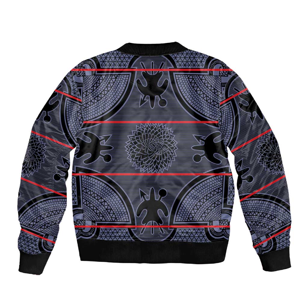 Basotho Blanket Sleeve Zip Bomber Jacket Lesotho Seanamarena Heritage - Serenity - African Pride