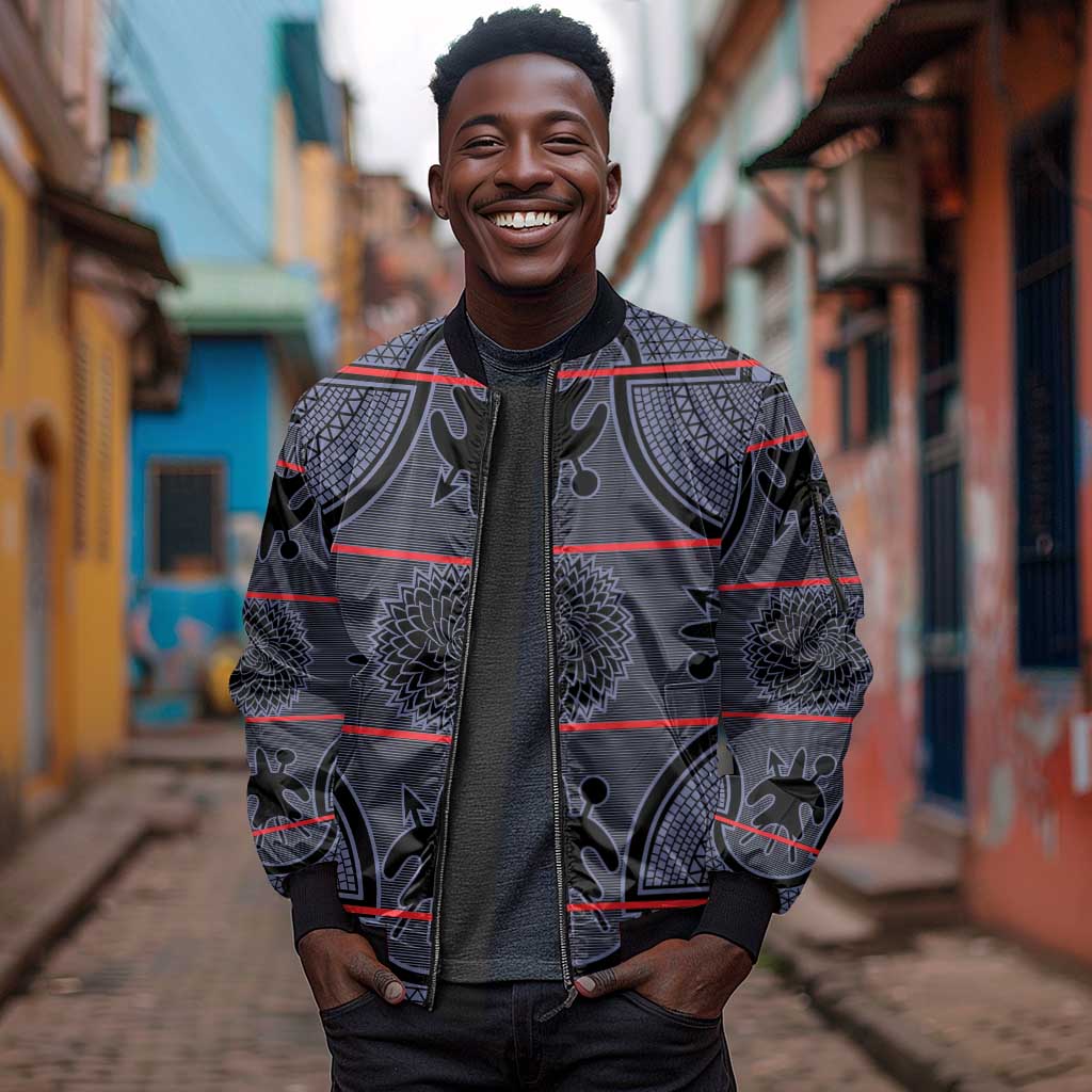 Basotho Blanket Sleeve Zip Bomber Jacket Lesotho Seanamarena Heritage - Serenity - African Pride