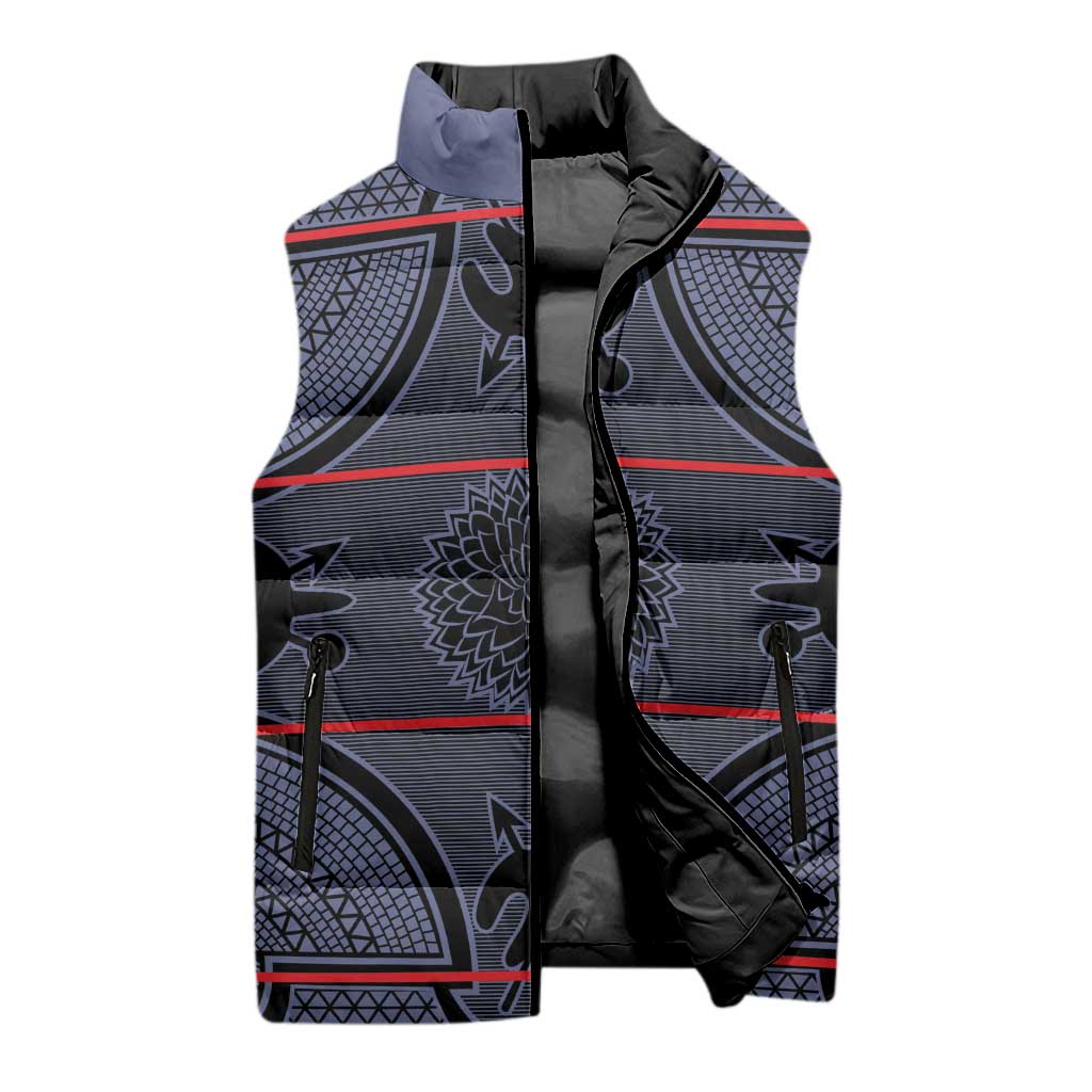 Lesotho Seanamarena Sleeveless Puffer Jacket Basotho Traditional Blanket Style - Serenity