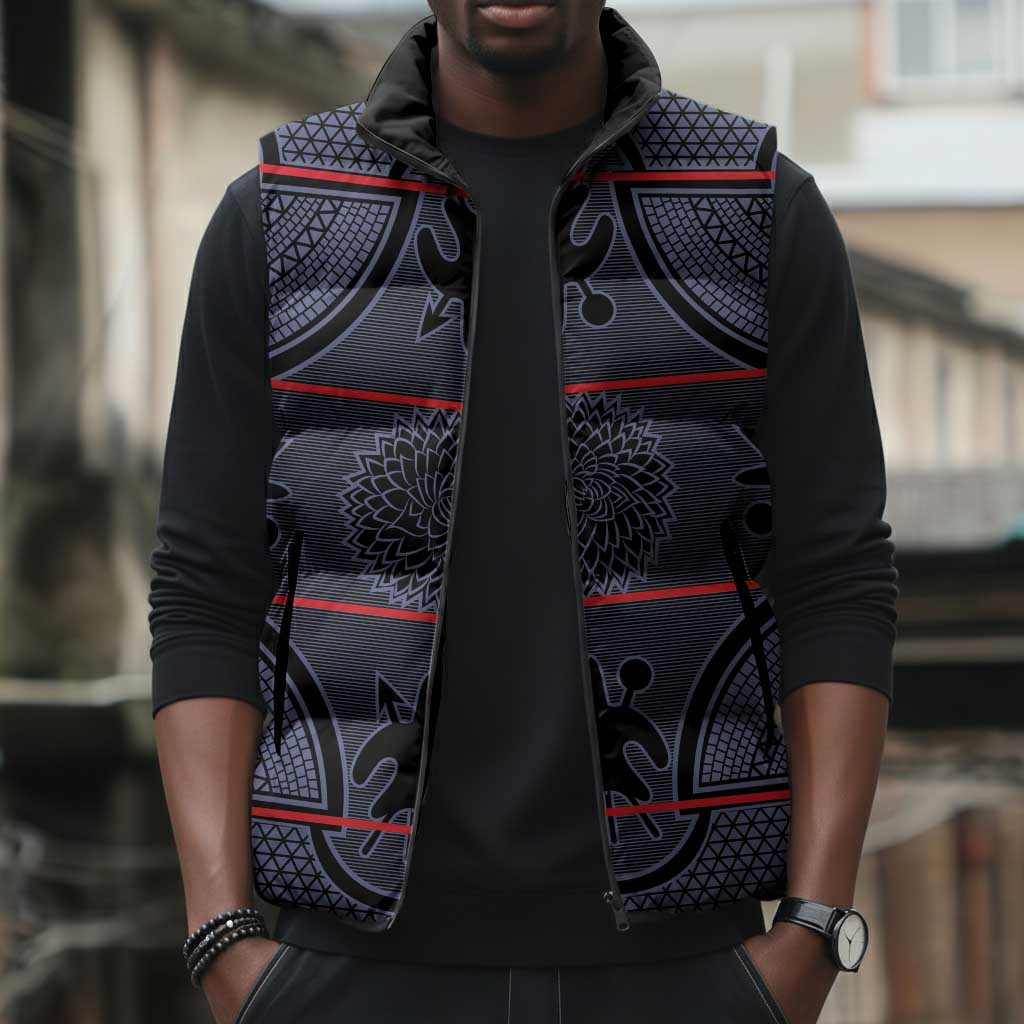 Lesotho Seanamarena Sleeveless Puffer Jacket Basotho Traditional Blanket Style - Serenity