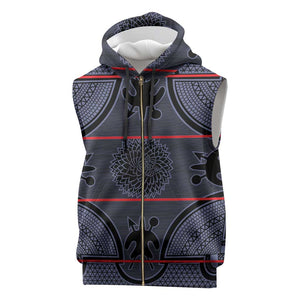 Basotho Blanket Sleeveless Zip Hoodie Lesotho Seanamarena Heritage - Serenity - African Pride
