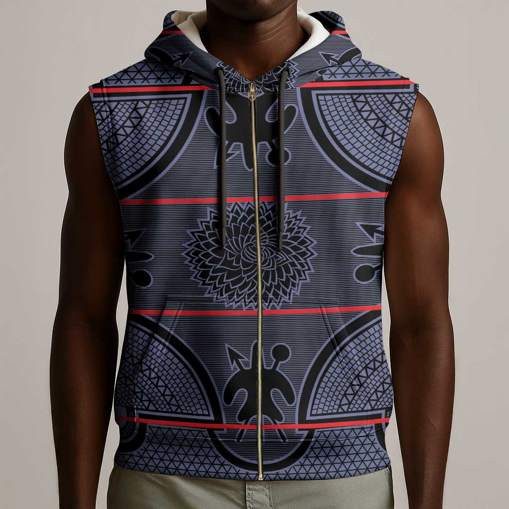 Basotho Blanket Sleeveless Zip Hoodie Lesotho Seanamarena Heritage - Serenity - African Pride