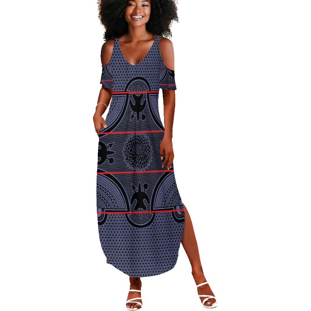 Basotho Blanket Summer Maxi Dress Lesotho Seanamarena Heritage - Serenity - African Pride
