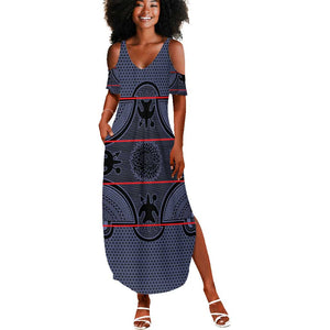 Basotho Blanket Summer Maxi Dress Lesotho Seanamarena Heritage - Serenity - African Pride