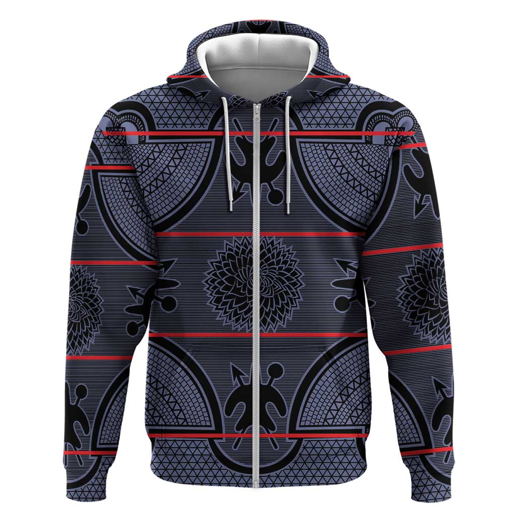Basotho Blanket Zip Hoodie Lesotho Seanamarena Heritage - Serenity - African Pride