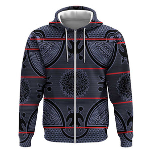 Basotho Blanket Zip Hoodie Lesotho Seanamarena Heritage - Serenity - African Pride