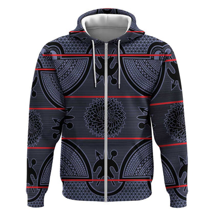 Basotho Blanket Zip Hoodie Lesotho Seanamarena Heritage - Serenity - African Pride