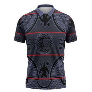 Lesotho Seanamarena Zipper Polo Shirt Basotho Traditional Blanket Style - Serenity