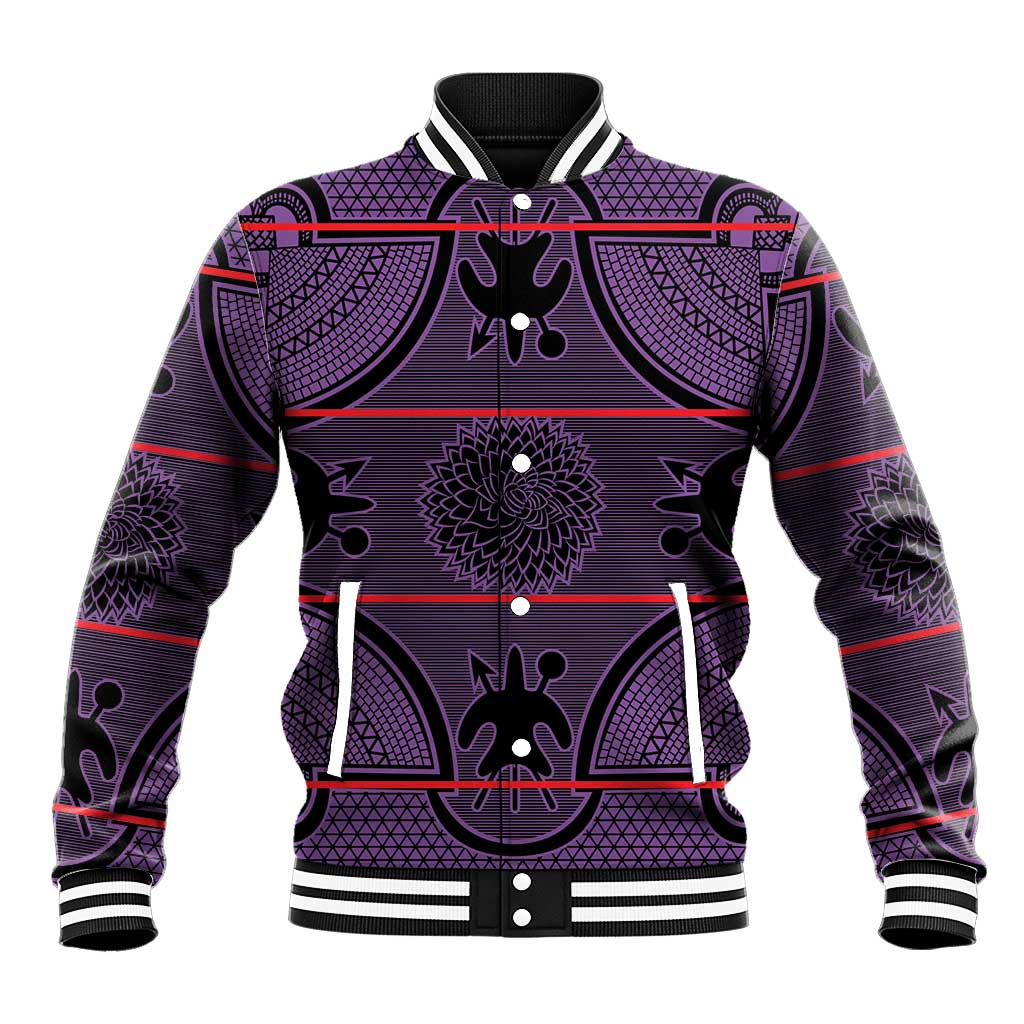 Basotho Blanket Baseball Jacket Lesotho Seanamarena Heritage - Violet - African Pride