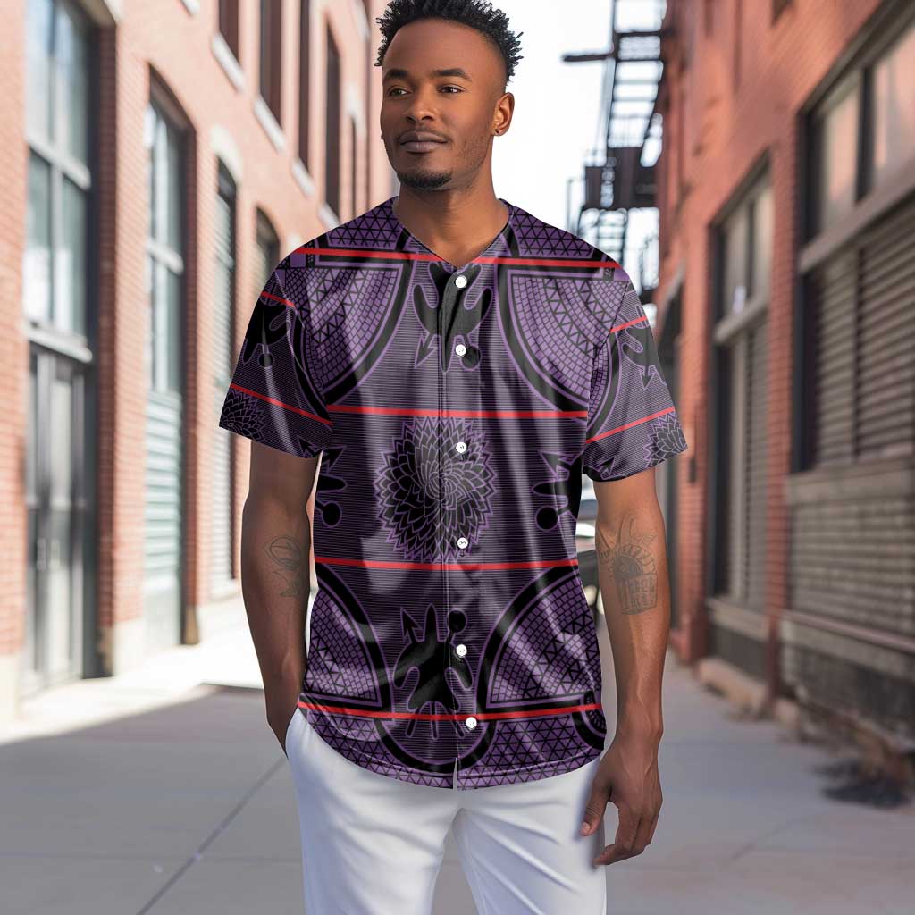 Basotho Blanket Baseball Jersey Lesotho Seanamarena Heritage - Violet - African Pride