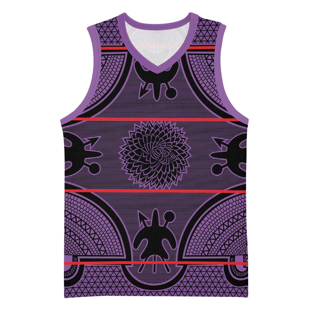 Basotho Blanket Basketball Jersey Lesotho Seanamarena Heritage - Violet - African Pride