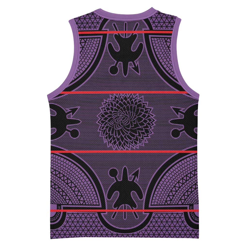 Basotho Blanket Basketball Jersey Lesotho Seanamarena Heritage - Violet - African Pride