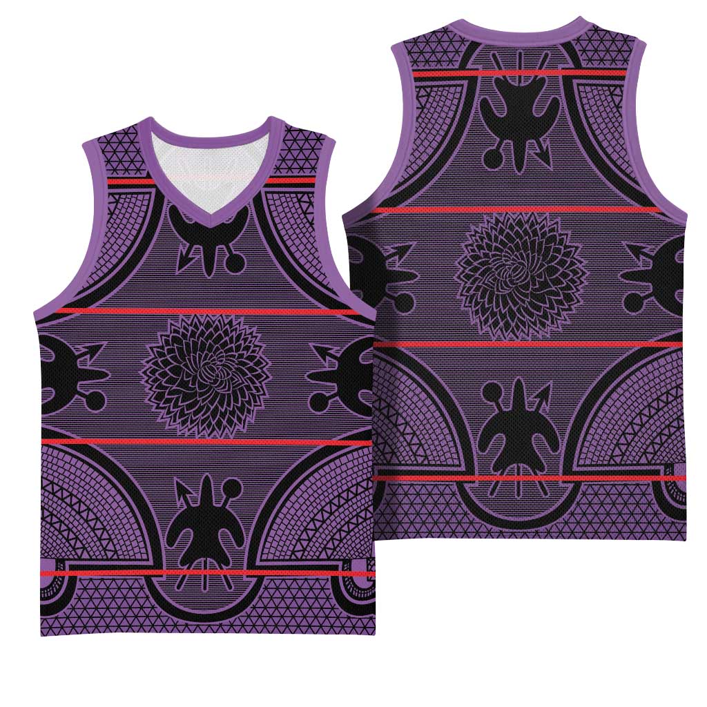 Basotho Blanket Basketball Jersey Lesotho Seanamarena Heritage - Violet - African Pride