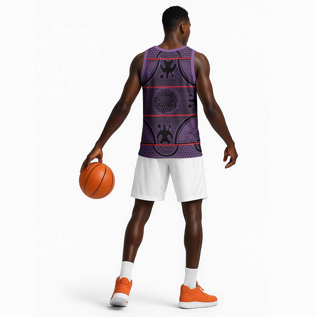 Basotho Blanket Basketball Jersey Lesotho Seanamarena Heritage - Violet - African Pride