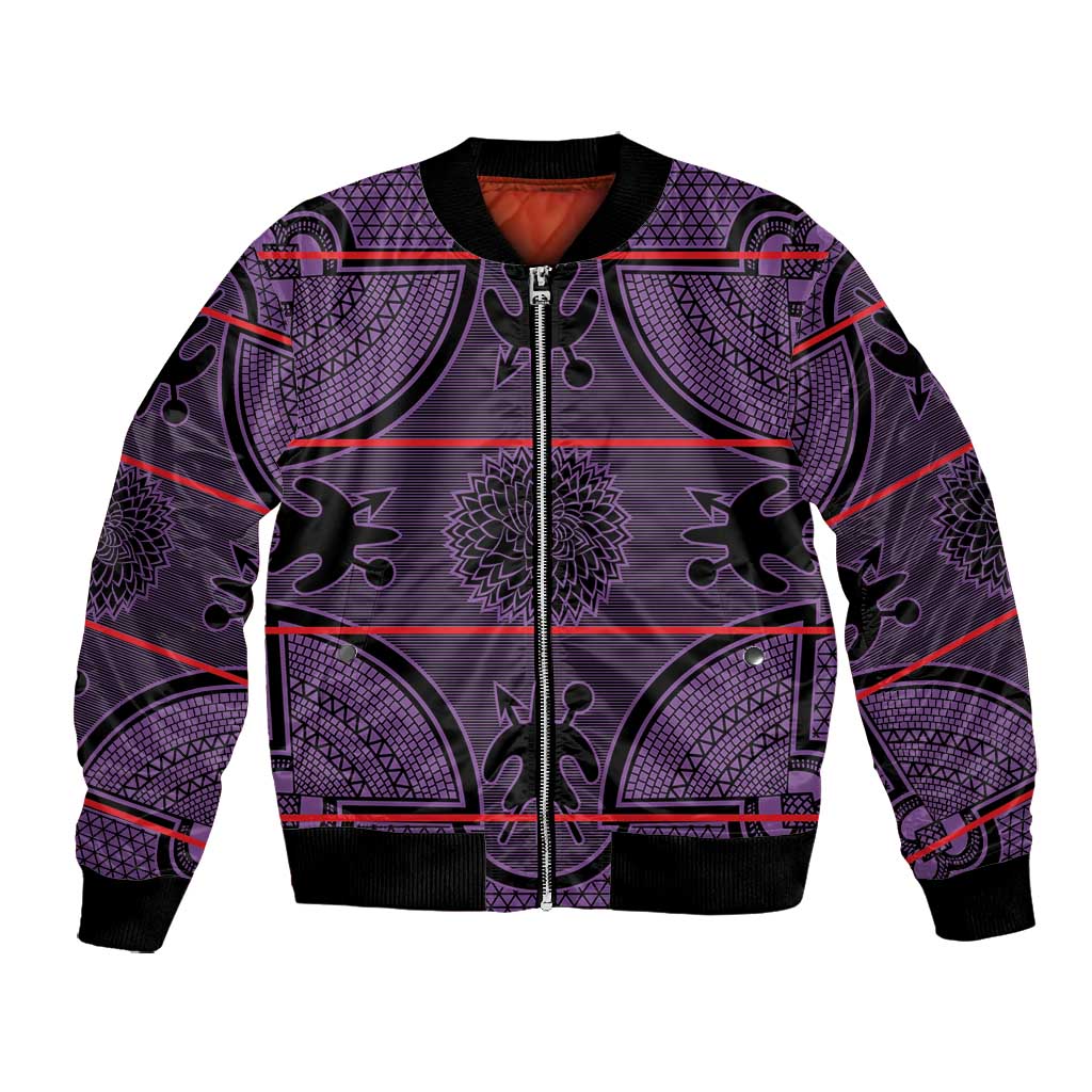 Basotho Blanket Bomber Jacket Lesotho Seanamarena Heritage - Violet - African Pride