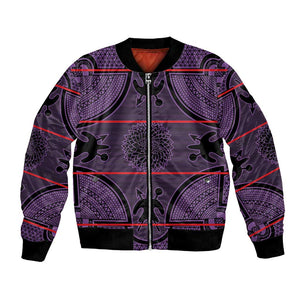 Basotho Blanket Bomber Jacket Lesotho Seanamarena Heritage - Violet - African Pride