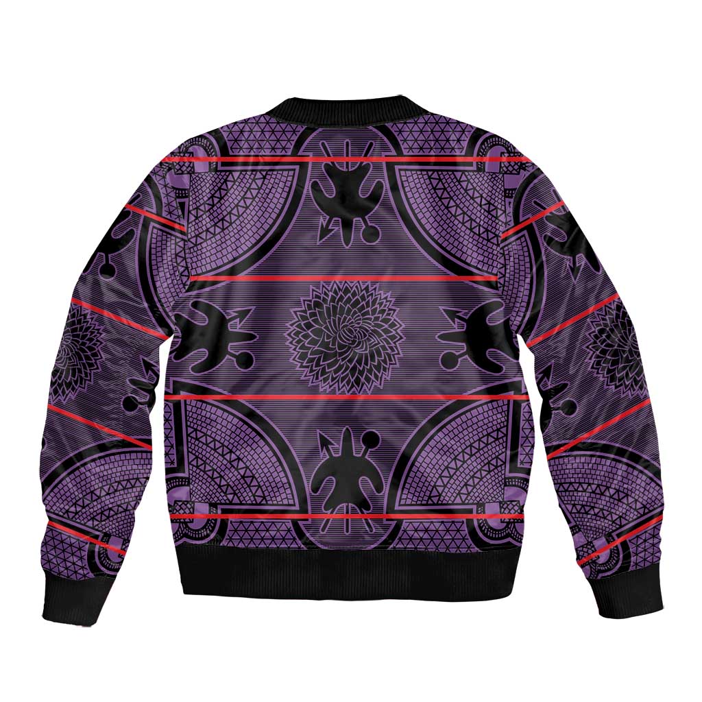 Basotho Blanket Bomber Jacket Lesotho Seanamarena Heritage - Violet - African Pride