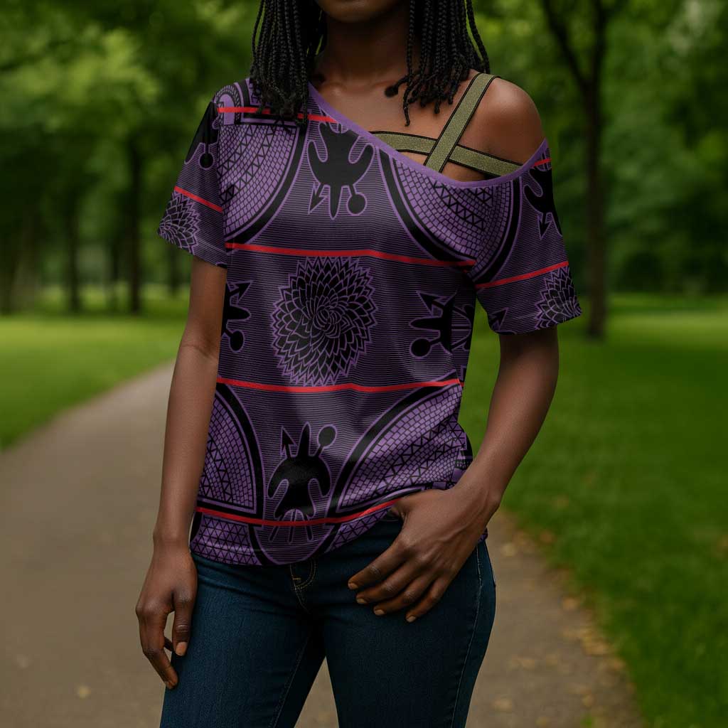 Lesotho Seanamarena Cross Shoulder Shirt Basotho Traditional Blanket Style - Violet