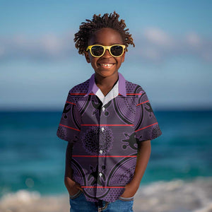 Basotho Blanket Kid Hawaiian Shirt Lesotho Seanamarena Heritage - Violet - African Pride