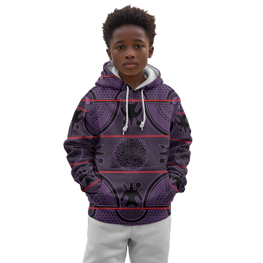 Basotho Blanket Kid Hoodie Lesotho Seanamarena Heritage - Violet - African Pride