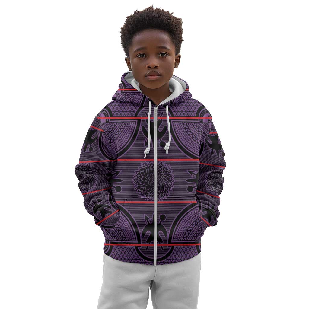 Basotho Blanket Kid Hoodie Lesotho Seanamarena Heritage - Violet - African Pride