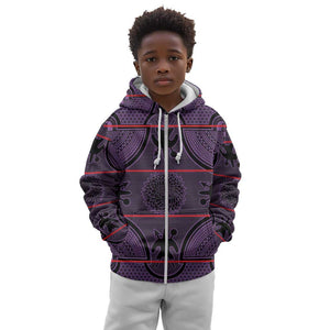 Basotho Blanket Kid Hoodie Lesotho Seanamarena Heritage - Violet - African Pride