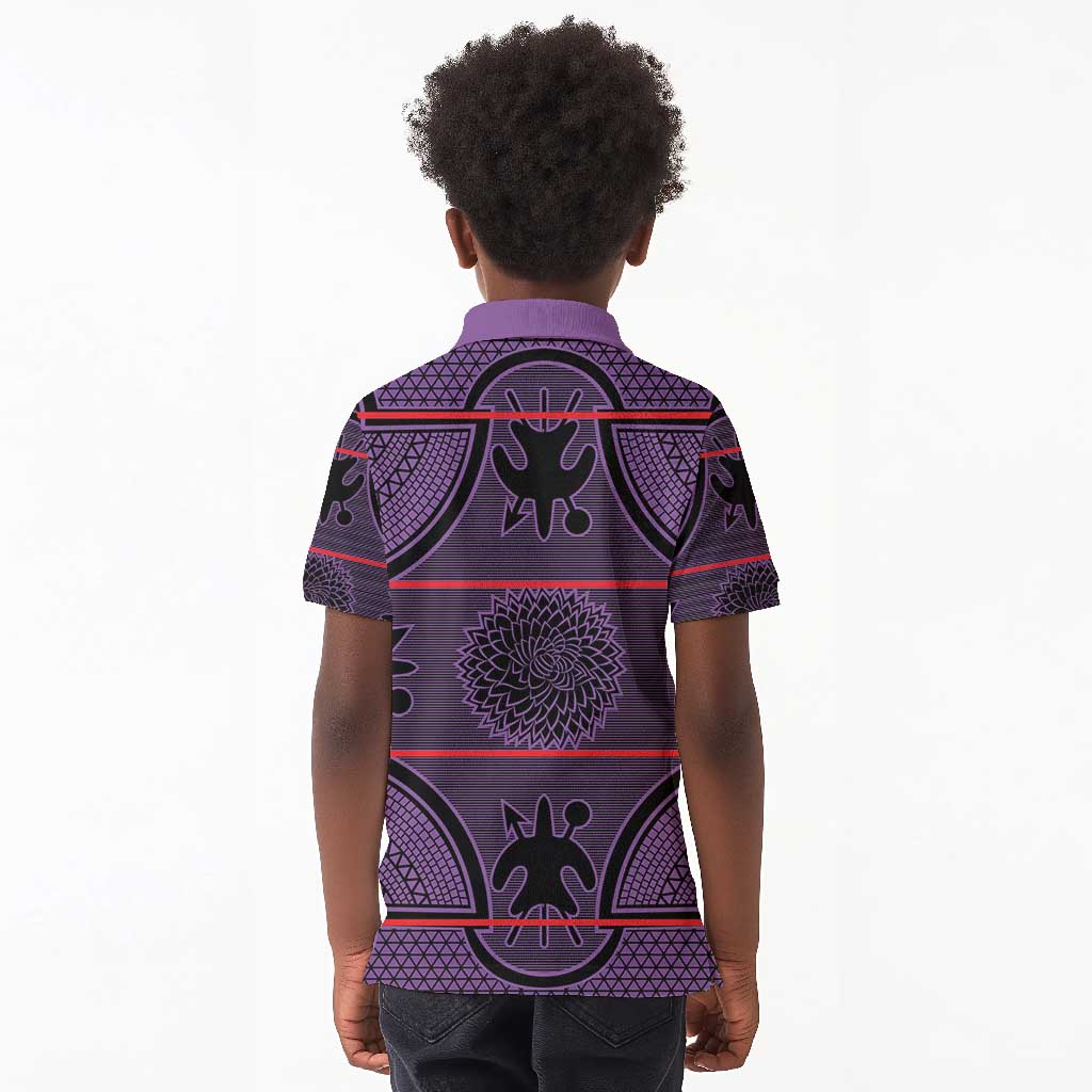 Basotho Blanket Kid Polo Shirt Lesotho Seanamarena Heritage - Violet - African Pride
