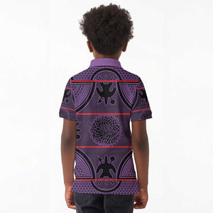 Basotho Blanket Kid Polo Shirt Lesotho Seanamarena Heritage - Violet - African Pride