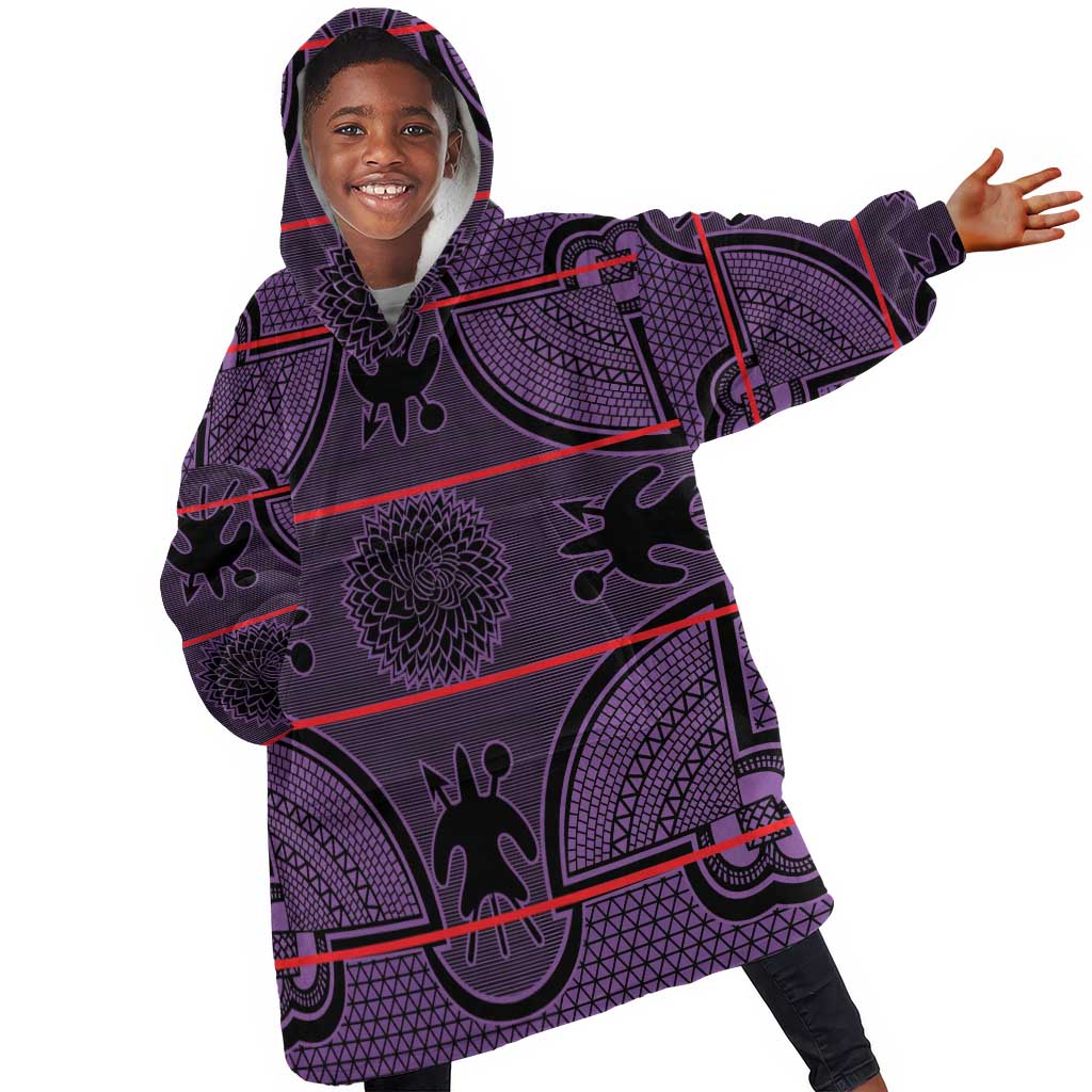 Basotho Blanket Kid Wearable Blanket Hoodie Lesotho Seanamarena Heritage - Violet - African Pride