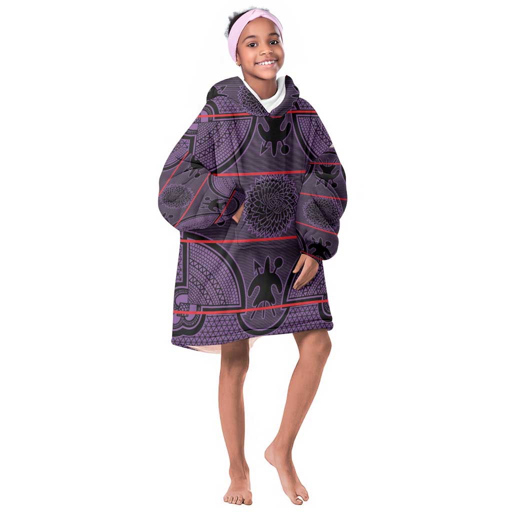 Basotho Blanket Kid Wearable Blanket Hoodie Lesotho Seanamarena Heritage - Violet - African Pride
