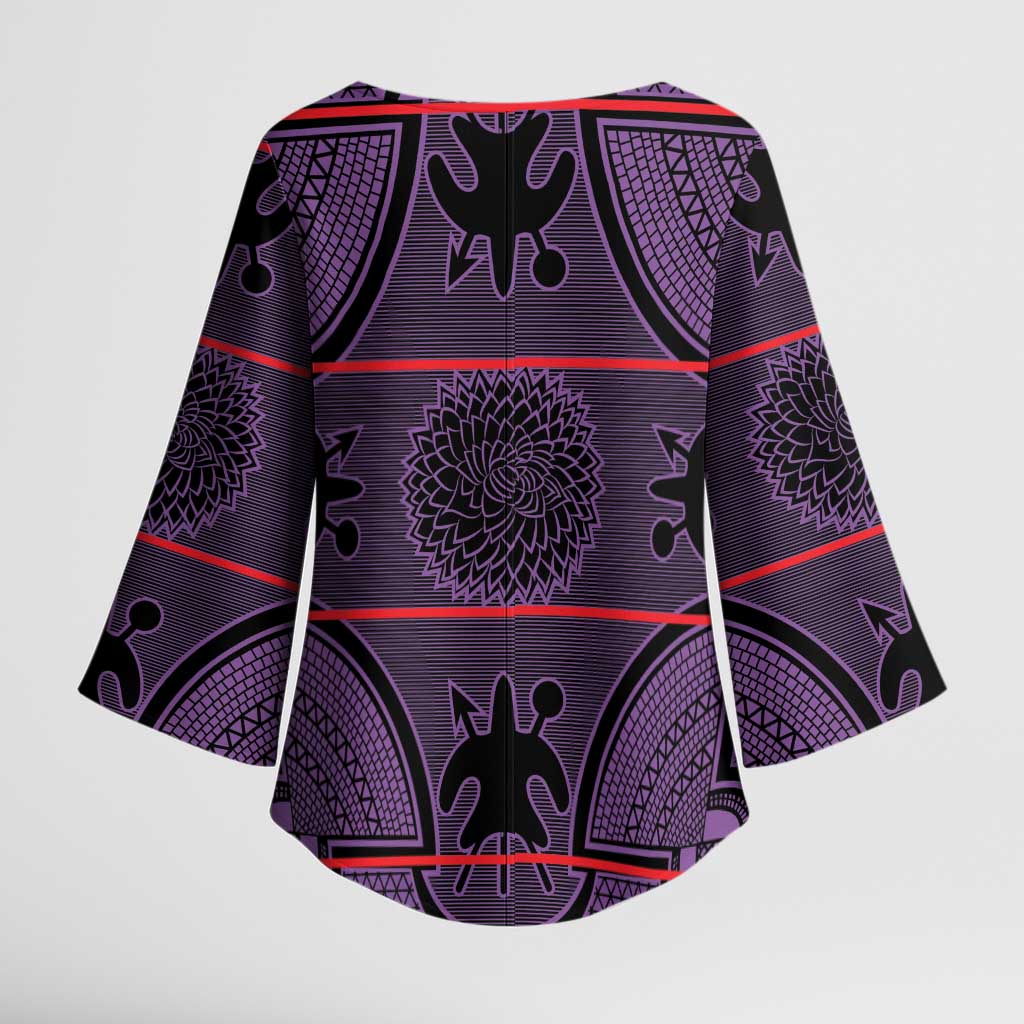 Lesotho Seanamarena Kimono Sleeve Blouse Basotho Traditional Blanket Style - Violet