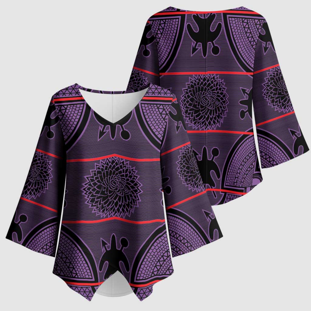 Lesotho Seanamarena Kimono Sleeve Blouse Basotho Traditional Blanket Style - Violet