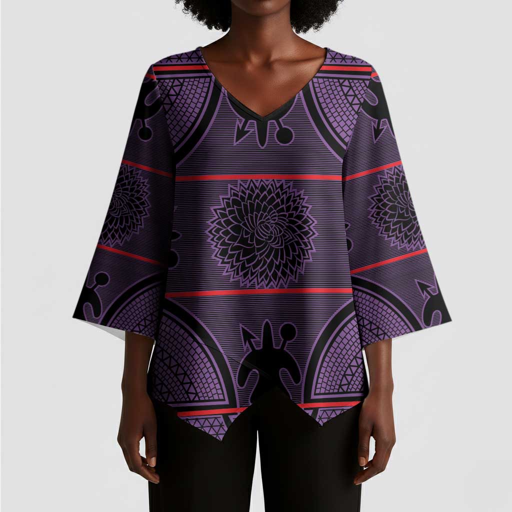Lesotho Seanamarena Kimono Sleeve Blouse Basotho Traditional Blanket Style - Violet