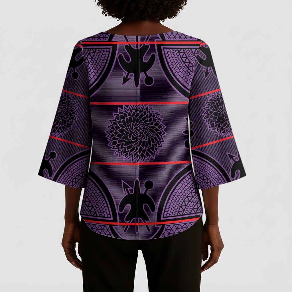 Lesotho Seanamarena Kimono Sleeve Blouse Basotho Traditional Blanket Style - Violet