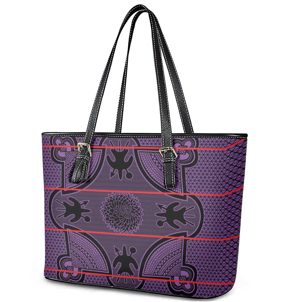 Basotho Blanket Leather Tote Bag Lesotho Seanamarena Heritage - Violet - African Pride