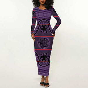 Basotho Blanket Long Sleeve Bodycon Dress Lesotho Seanamarena Heritage - Violet - African Pride
