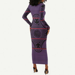 Basotho Blanket Long Sleeve Bodycon Dress Lesotho Seanamarena Heritage - Violet - African Pride