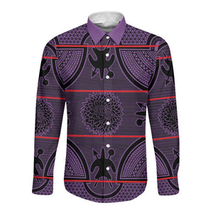Basotho Blanket Long Sleeve Button Shirt Lesotho Seanamarena Heritage - Violet - African Pride