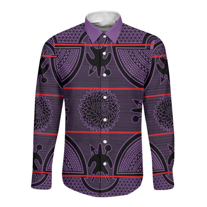 Basotho Blanket Long Sleeve Button Shirt Lesotho Seanamarena Heritage - Violet - African Pride