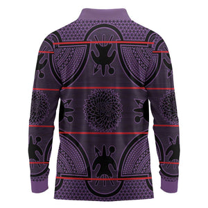 Basotho Blanket Long Sleeve Polo Shirt Lesotho Seanamarena Heritage - Violet - African Pride