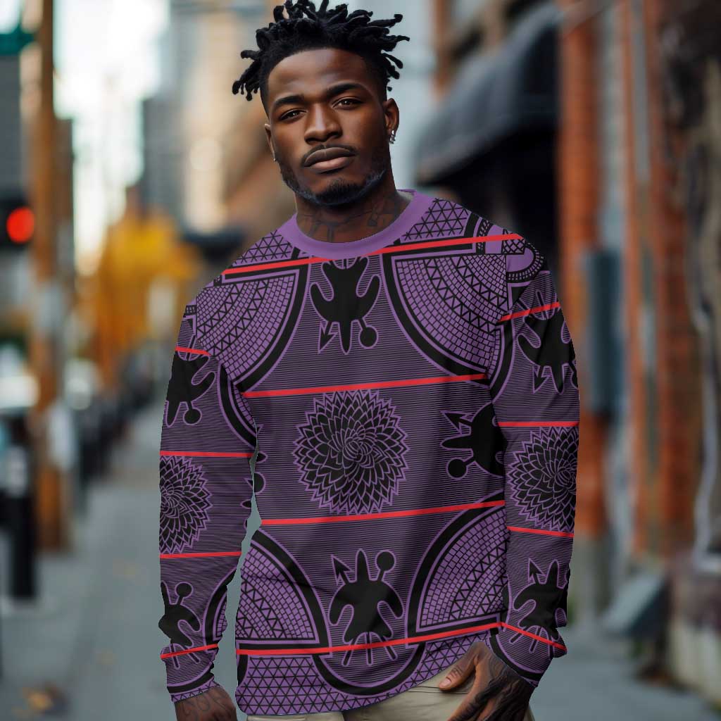 Basotho Blanket Long Sleeve Shirt Lesotho Seanamarena Heritage - Violet - African Pride