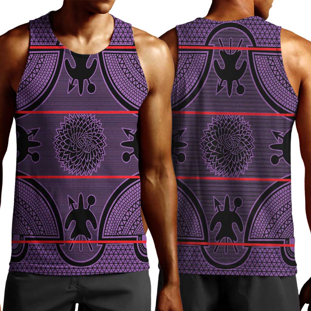 Basotho Blanket Men Tank Top Lesotho Seanamarena Heritage - Violet - African Pride