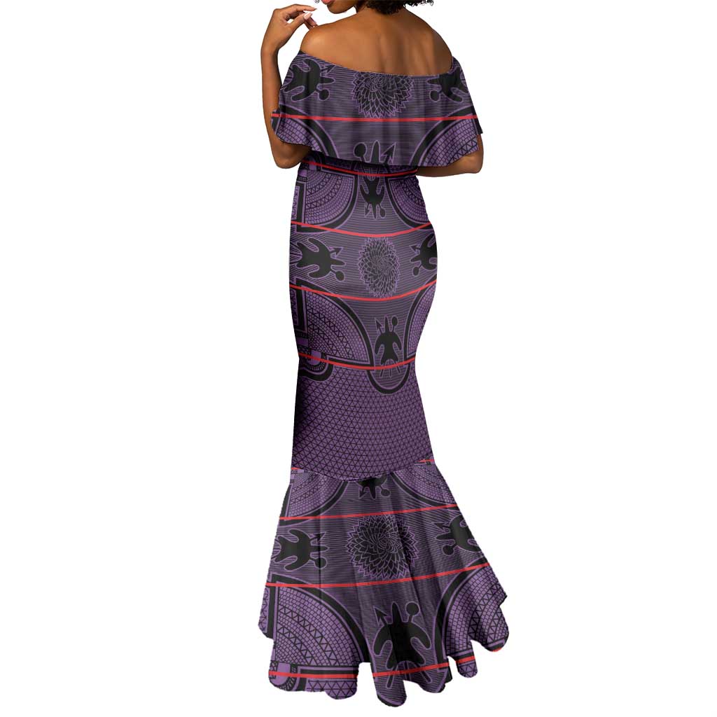 Basotho Blanket Mermaid Dress Lesotho Seanamarena Heritage - Violet - African Pride