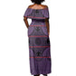 Basotho Blanket Off Shoulder Maxi Dress Lesotho Seanamarena Heritage - Violet - African Pride