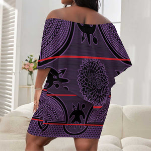 Basotho Blanket Off Shoulder Short Dress Lesotho Seanamarena Heritage - Violet - African Pride