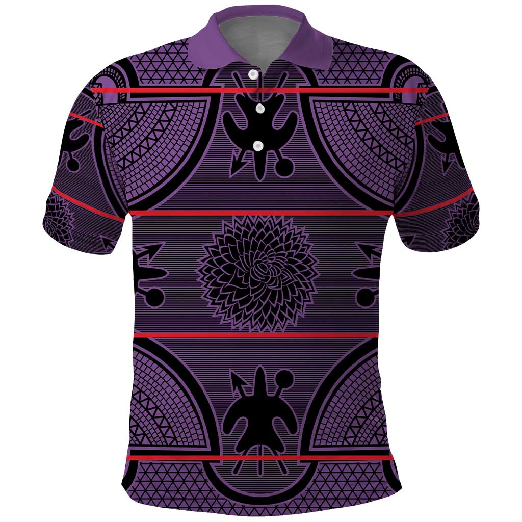 Basotho Blanket Polo Shirt Lesotho Seanamarena Heritage - Violet - African Pride
