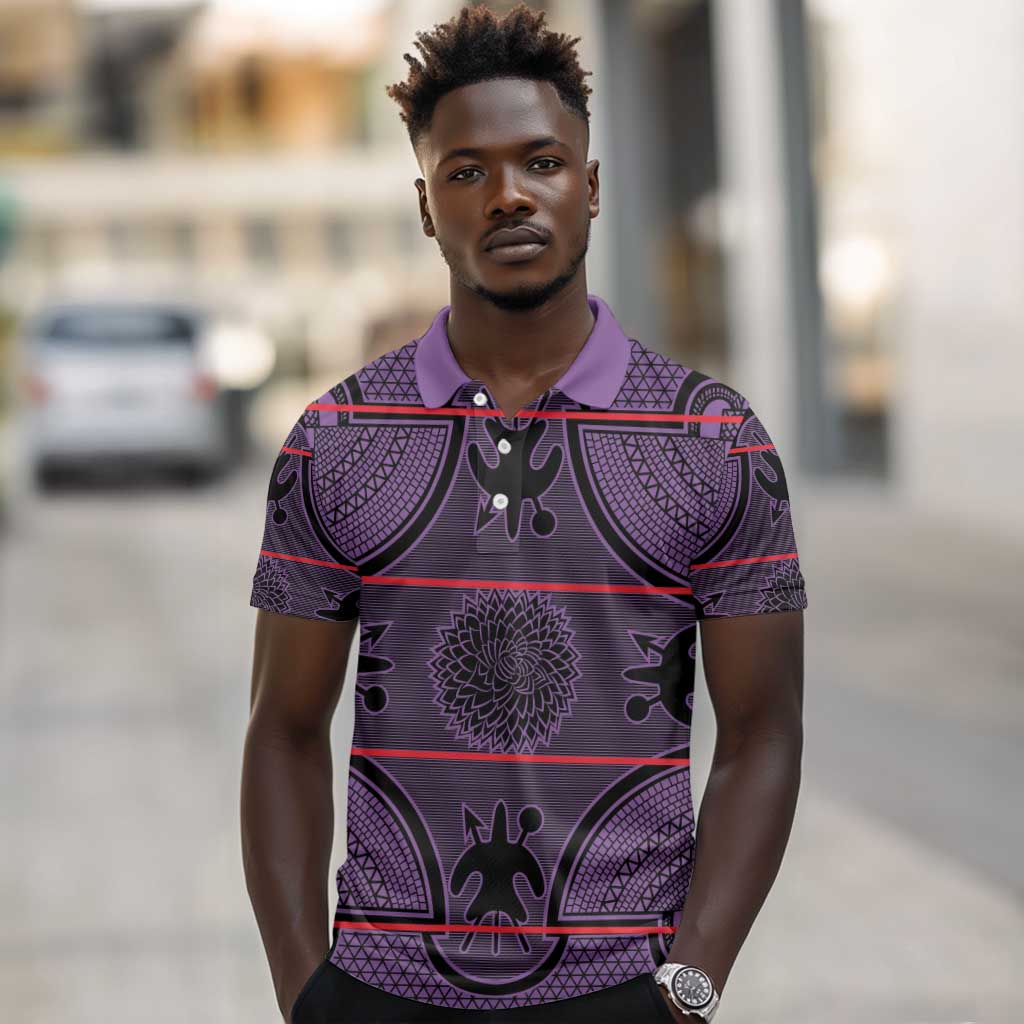 Basotho Blanket Polo Shirt Lesotho Seanamarena Heritage - Violet - African Pride
