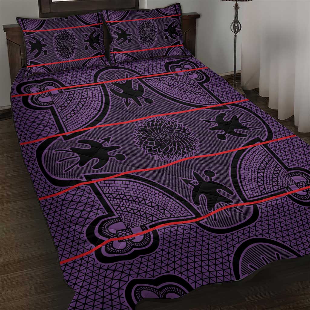 Basotho Blanket Quilt Bed Set Lesotho Seanamarena Heritage - Violet - African Pride