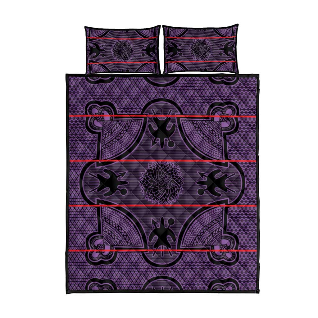 Basotho Blanket Quilt Bed Set Lesotho Seanamarena Heritage - Violet - African Pride